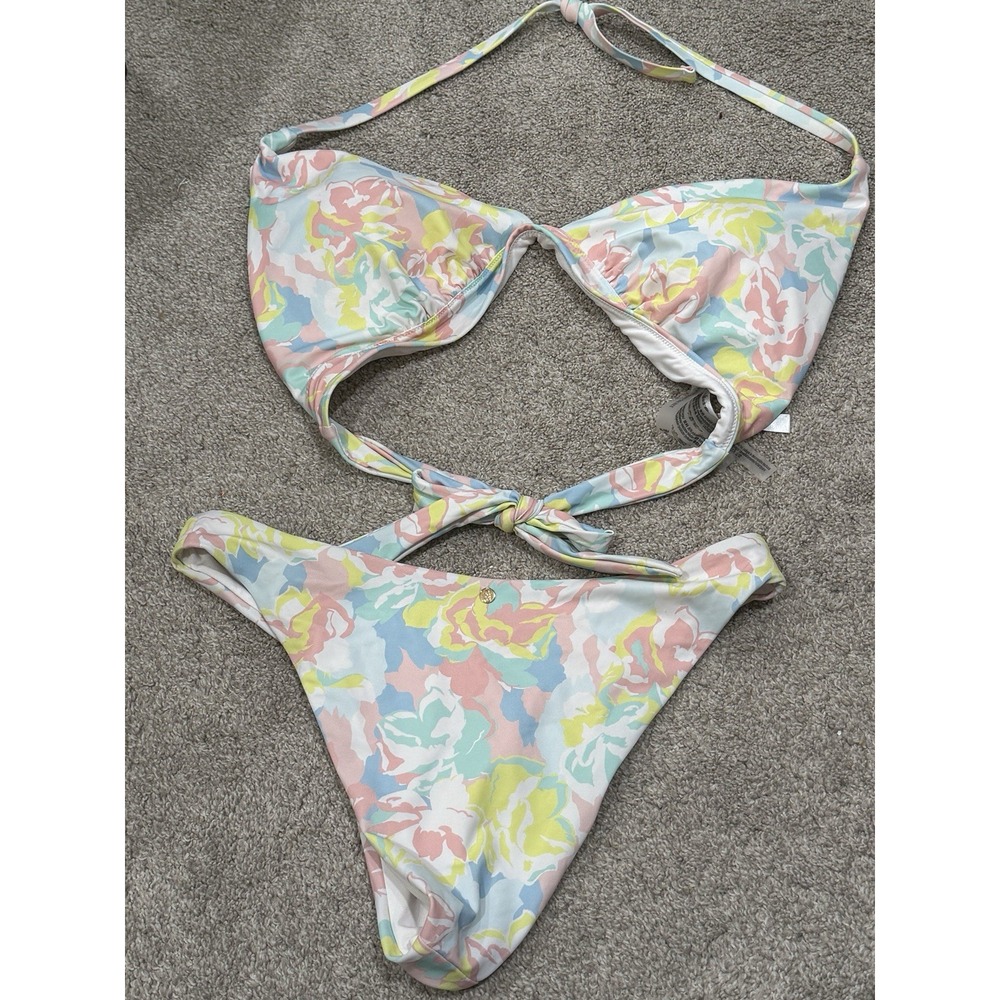 Victoria Secret Xl Bra L Underwear Bombshell Push Up Bikini Top Blue Pink